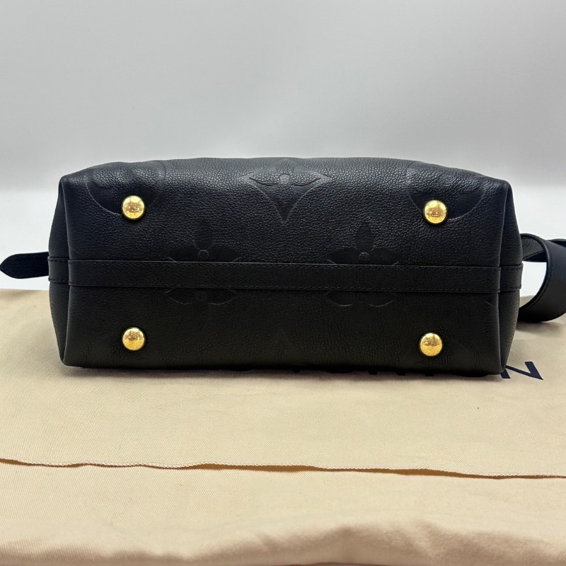 LV 黑色金扣全皮壓花carryall小號母肩背斜背包芯片款 29*24*12 98新配件塵袋-4