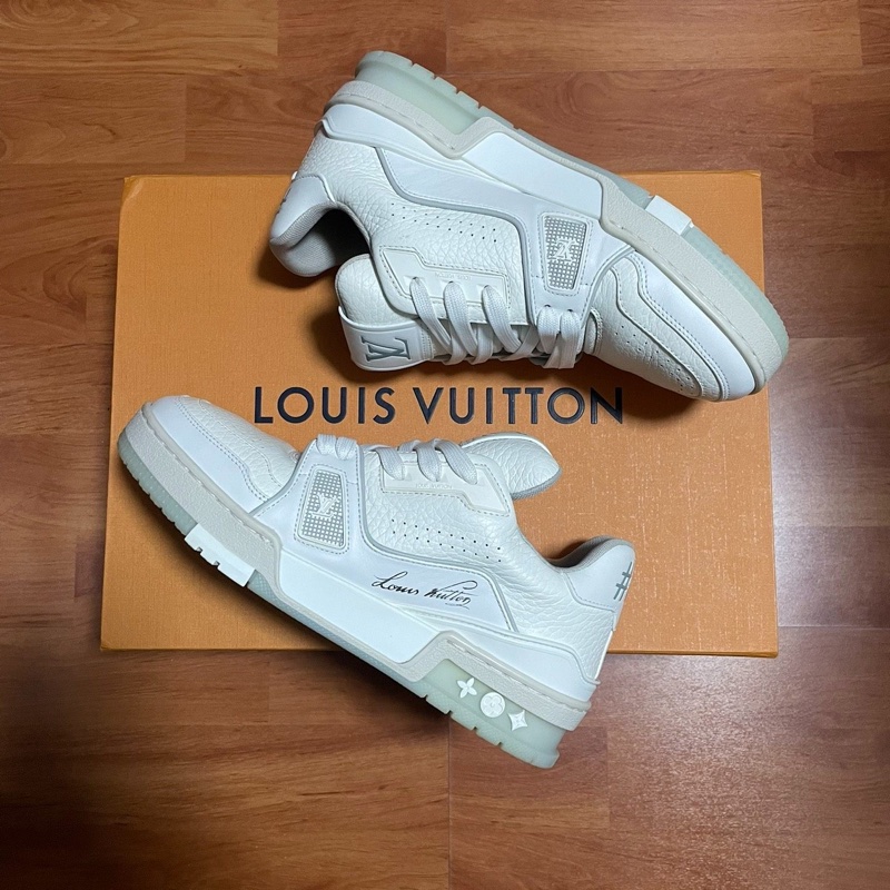 Lv Trainer白水泥 路易威登灰白配色 低幫時尚板鞋 37.5碼-7