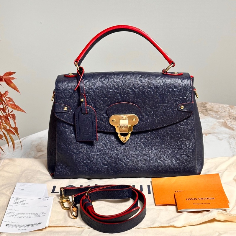 LV 藍金拼紅牛皮Georges中號手提肩背斜背包32*21*14 99新配件塵袋購證-1