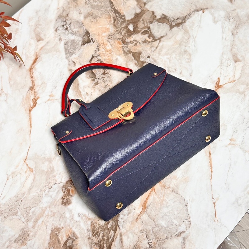 LV 藍金拼紅牛皮Georges中號手提肩背斜背包32*21*14 99新配件塵袋購證-3