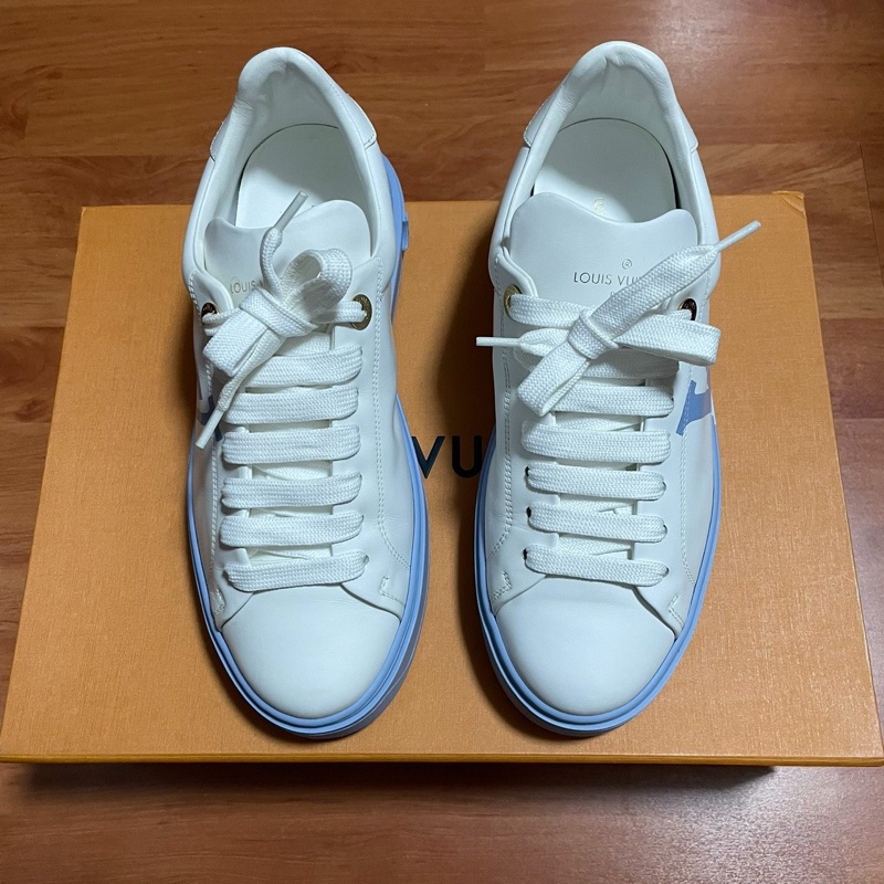 Lv Time Out白藍印花板鞋 路易威登低幫女款藍色37.5碼98新-2