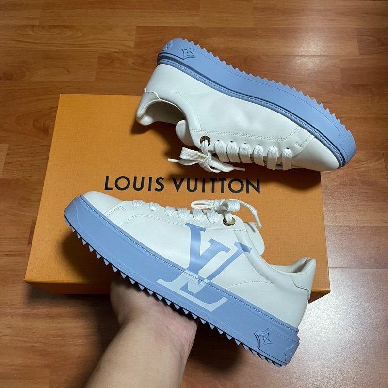 Lv Time Out白藍印花板鞋 路易威登低幫女款藍色37.5碼98新-7