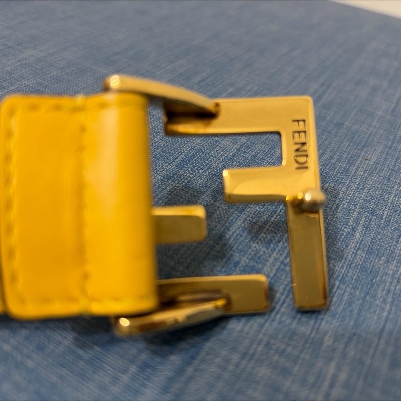 FENDI 雙F金屬釦小牛皮腰帶(黃色)85/34-3
