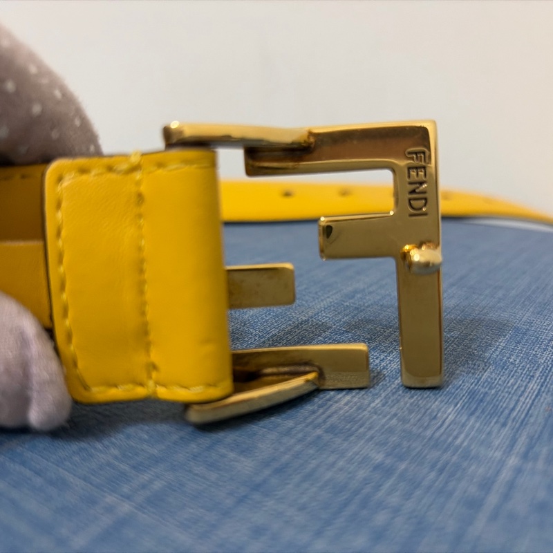 FENDI 雙F金屬釦小牛皮腰帶(黃色)85/34-7
