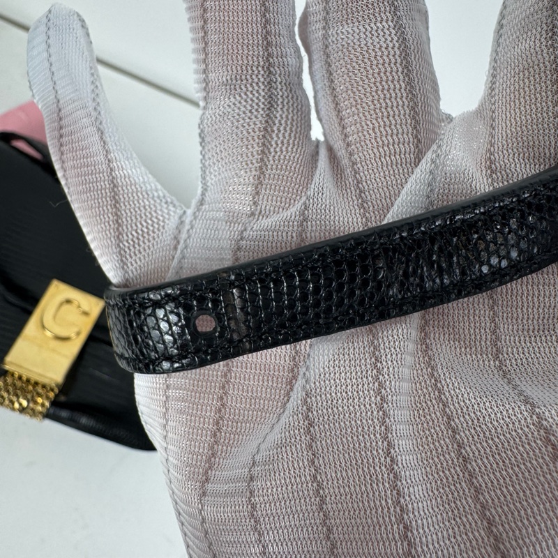 Celine Cbag 流蘇黑金 稀有皮 單肩包-11