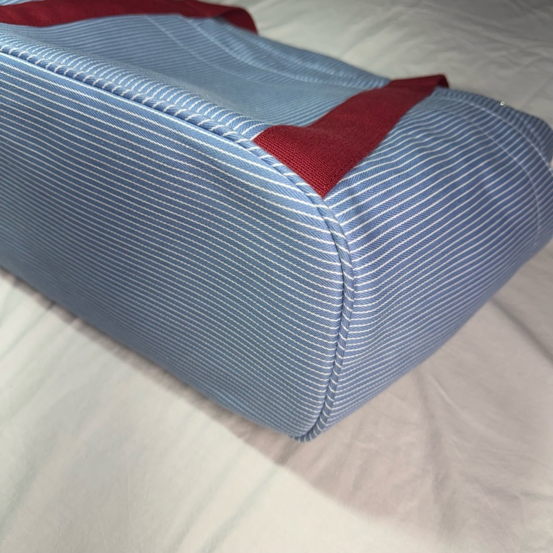 愛馬仕Hermès Cabriole 媽媽包 媽咪包 肩背帆布包 藍白條紋 熊貓刺繡款-10