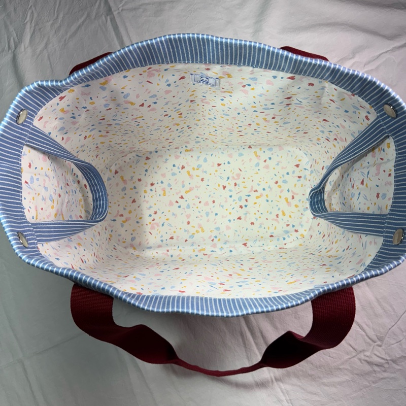 愛馬仕Hermès Cabriole 媽媽包 媽咪包 肩背帆布包 藍白條紋 熊貓刺繡款-14