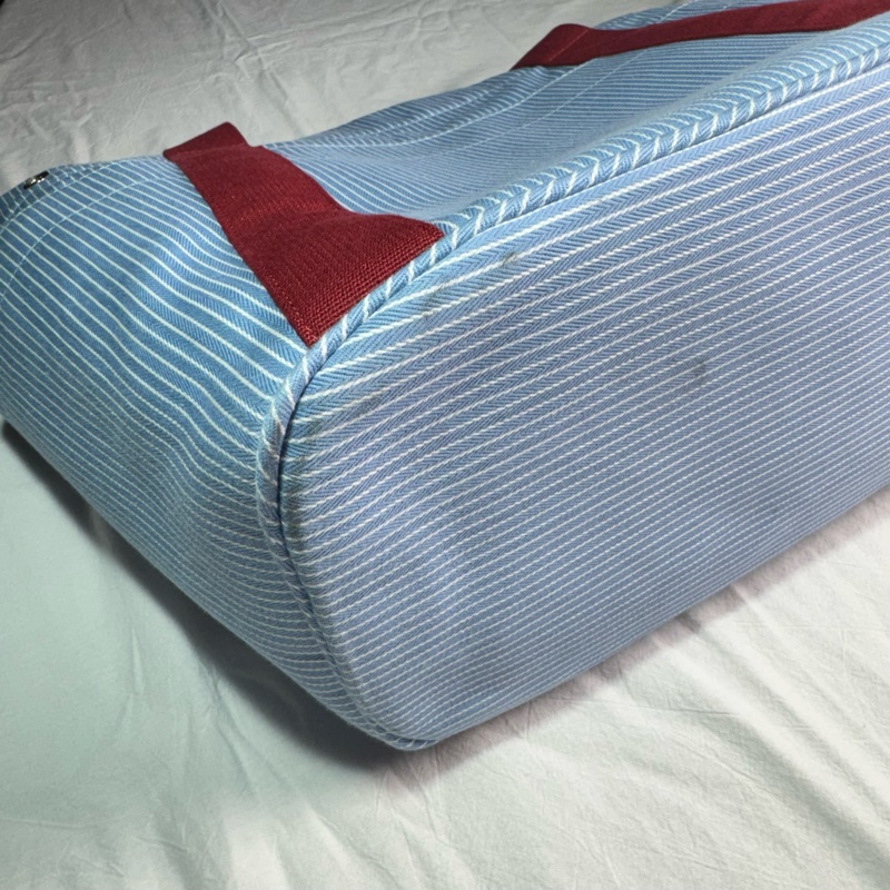 愛馬仕Hermès Cabriole 媽媽包 媽咪包 肩背帆布包 藍白條紋 熊貓刺繡款-17