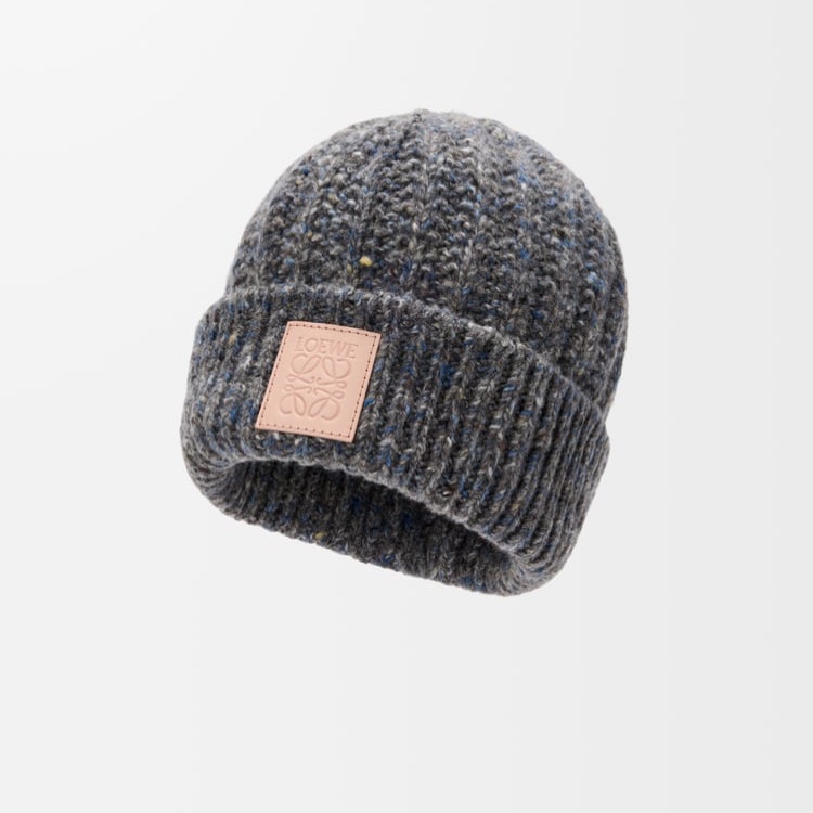 LOEWE 灰毛呢色 x 粉皮革標冷帽-6