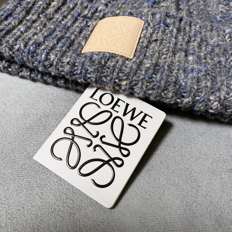 LOEWE 灰毛呢色 x 粉皮革標冷帽-9