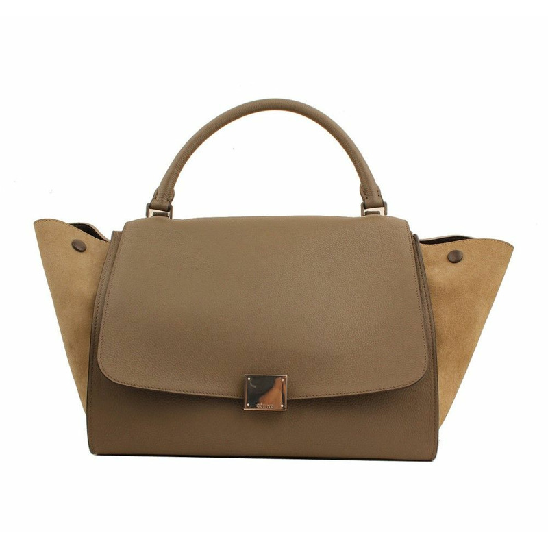 【包稅】CELINE 梯形灰褐色綠色手提單肩包-0