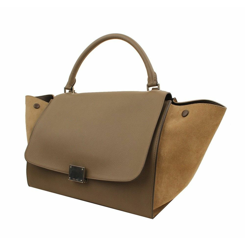 【包稅】CELINE 梯形灰褐色綠色手提單肩包-1