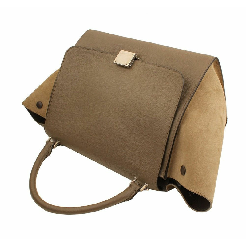 【包稅】CELINE 梯形灰褐色綠色手提單肩包-3