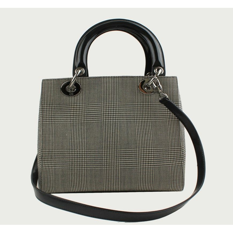 【包稅】DIOR Glencheck Fabric Lady 銀色小號手提包和單肩包-2