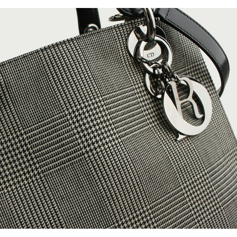 【包稅】DIOR Glencheck Fabric Lady 銀色小號手提包和單肩包-5