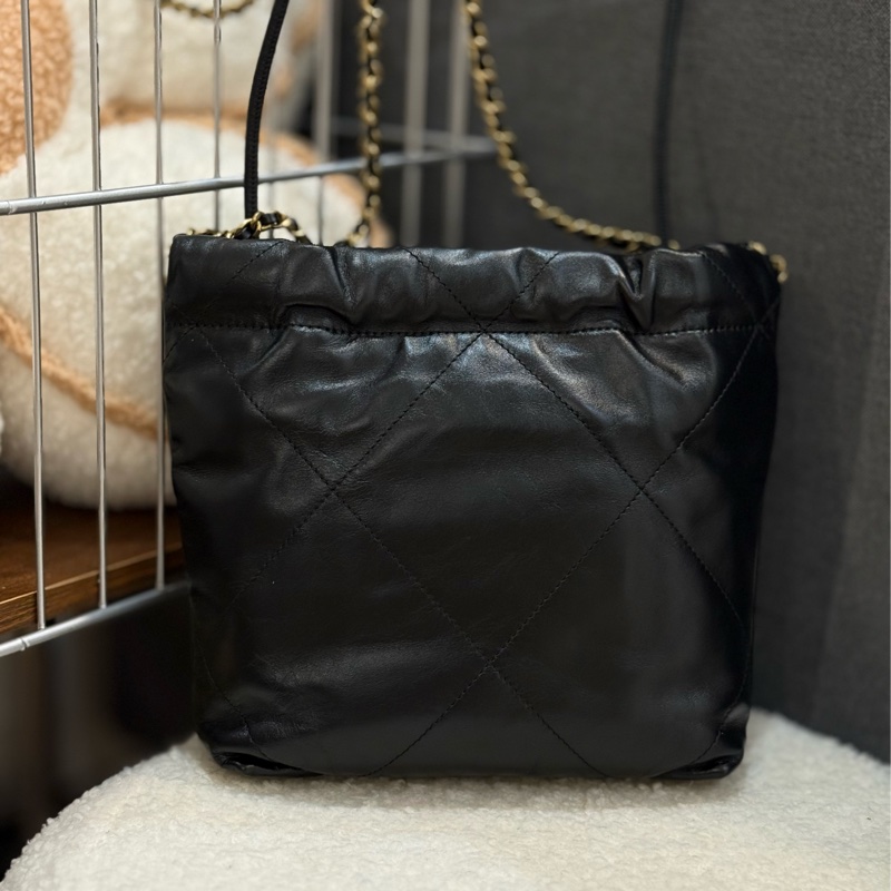 Chanel 22mini 黑色 稀有白字 ✨最新晶片款-1