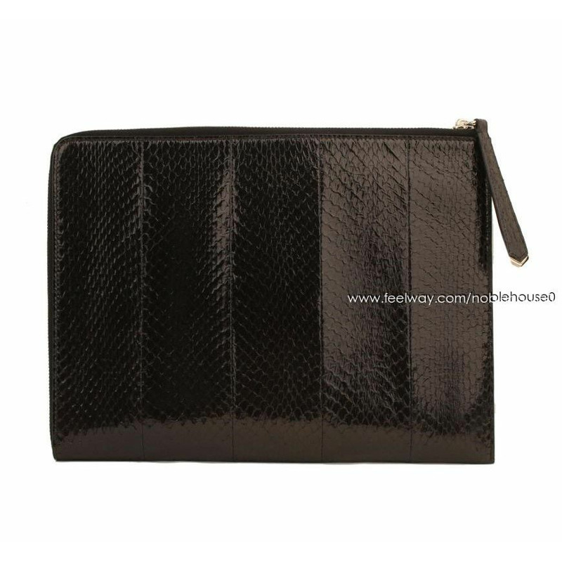 【包稅】FENDI 黑色與芥末色真蟒蛇紋 Bagbug Monster 手拿包-2