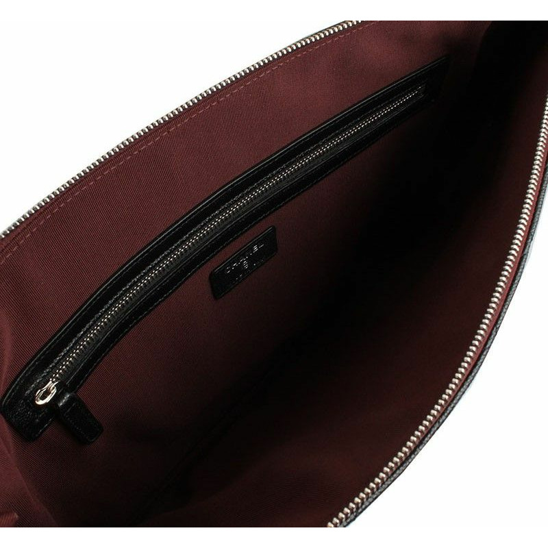 【包稅】CHANEL 黑色魚子醬絎縫銀色CC大手拿包系列-4