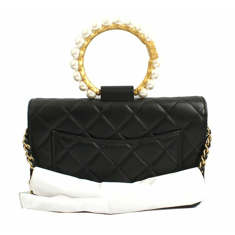 【包稅】CHANEL 黑色金色珍珠手柄 WOC 斜背包-2