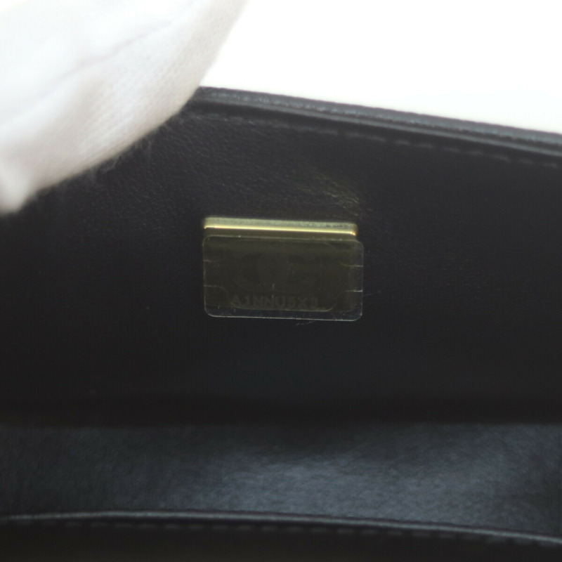 香奈兒 A67364 黑色魚子醬紋皮革迷你 Boy Chanel 15 鏈條單肩背包，配 G 字五金，黑色，女士-8