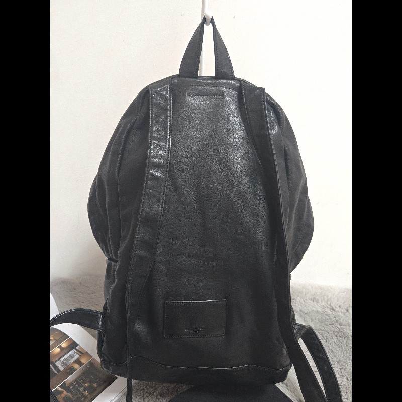 YSL Saint Laurent 聖羅蘭 全皮革 黑色 後背包-2