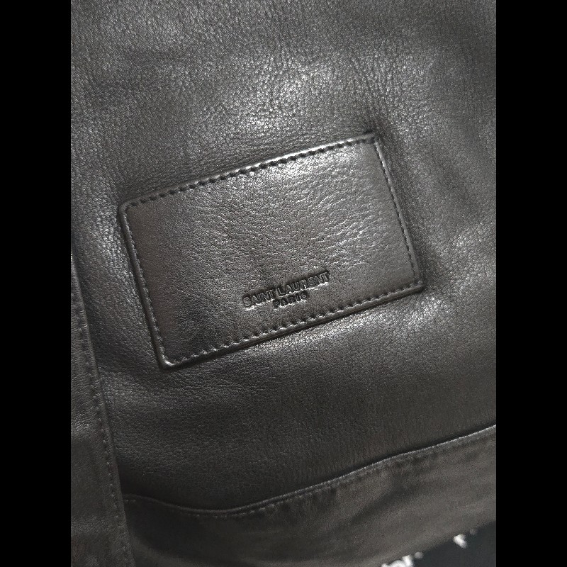 YSL Saint Laurent 聖羅蘭 全皮革 黑色 後背包-5