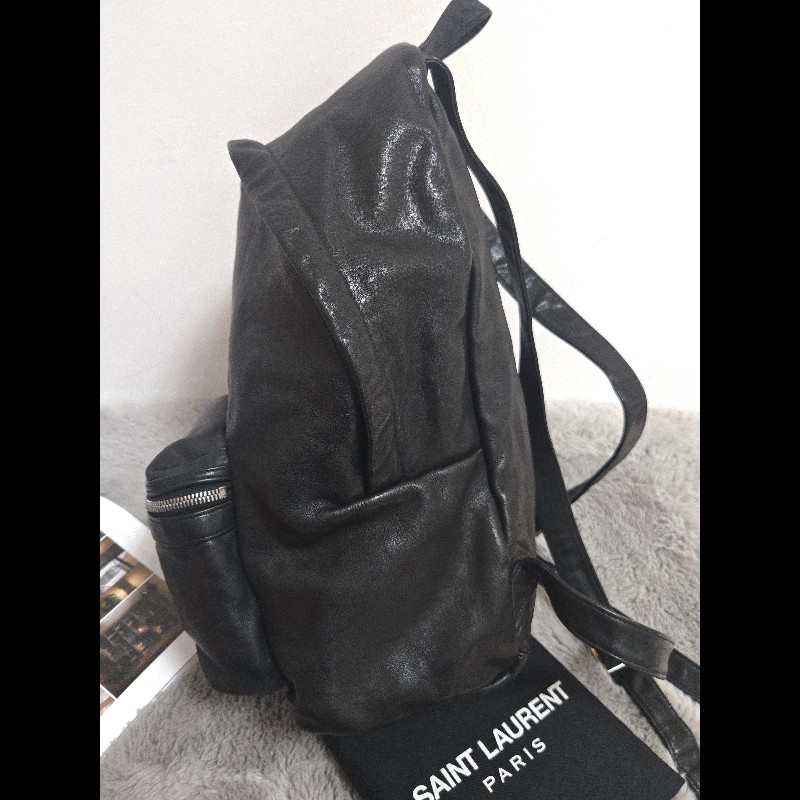 YSL Saint Laurent 聖羅蘭 全皮革 黑色 後背包-6