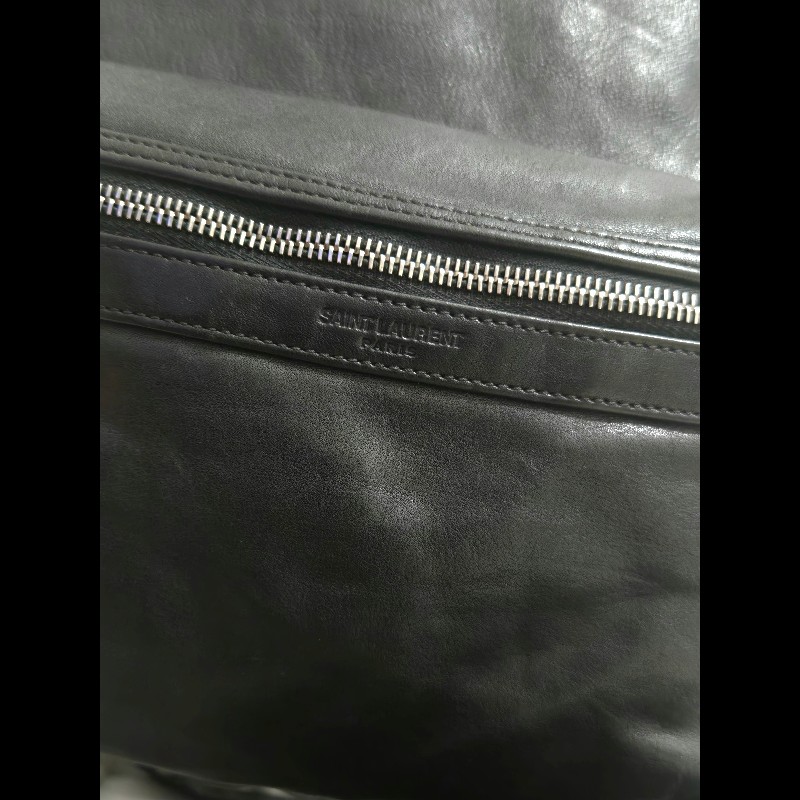 YSL Saint Laurent 聖羅蘭 全皮革 黑色 後背包-10