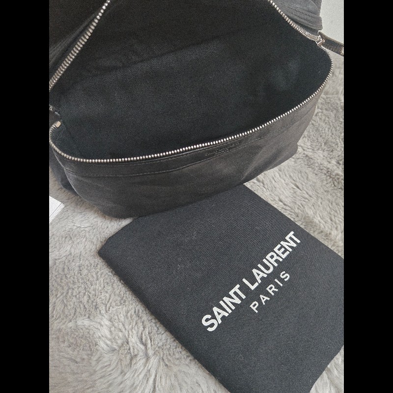 YSL Saint Laurent 聖羅蘭 全皮革 黑色 後背包-13