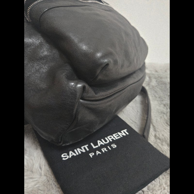 YSL Saint Laurent 聖羅蘭 全皮革 黑色 後背包-17