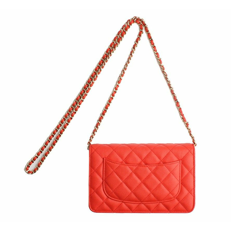 【包稅】CHANEL WOC 紅橙魚子醬銀色迷你斜背包-2