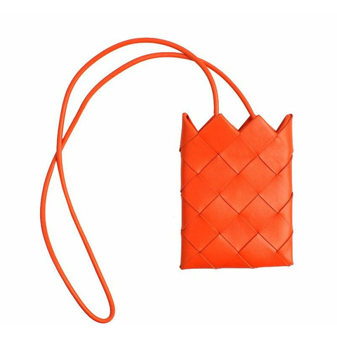BOTTEGA VENETA 橙色編織手機支架和斜背包