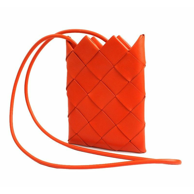 【包稅】BOTTEGA VENETA 橙色編織手機支架和斜背包-1