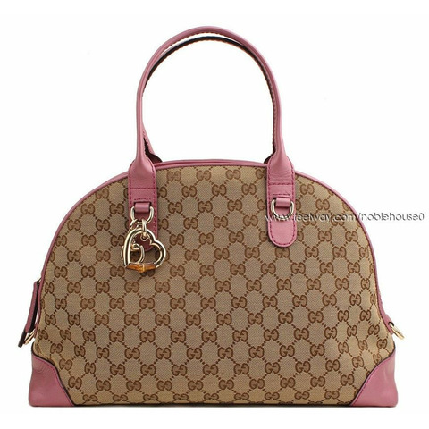 GUCCI 心型米色 Presiarose GG 帆布大號手提包