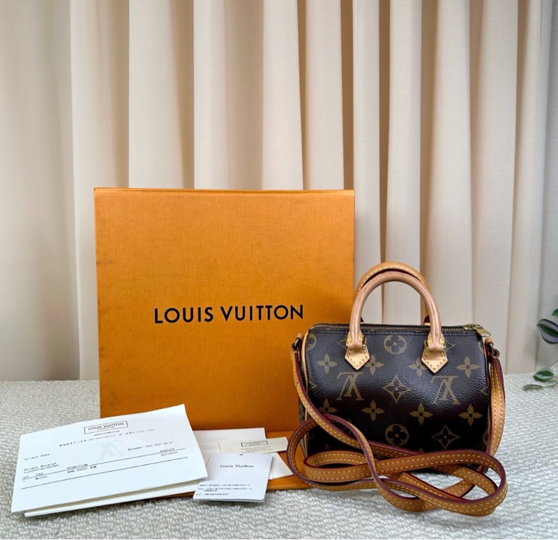 【90%新✨大全套有購證✨全網最低價】LV NANO SPEEDY MINI枕頭包-1