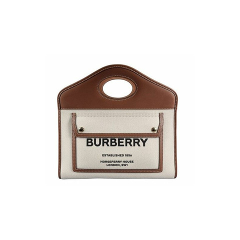 BURBERRY 21秋冬雙色帆布手提袋