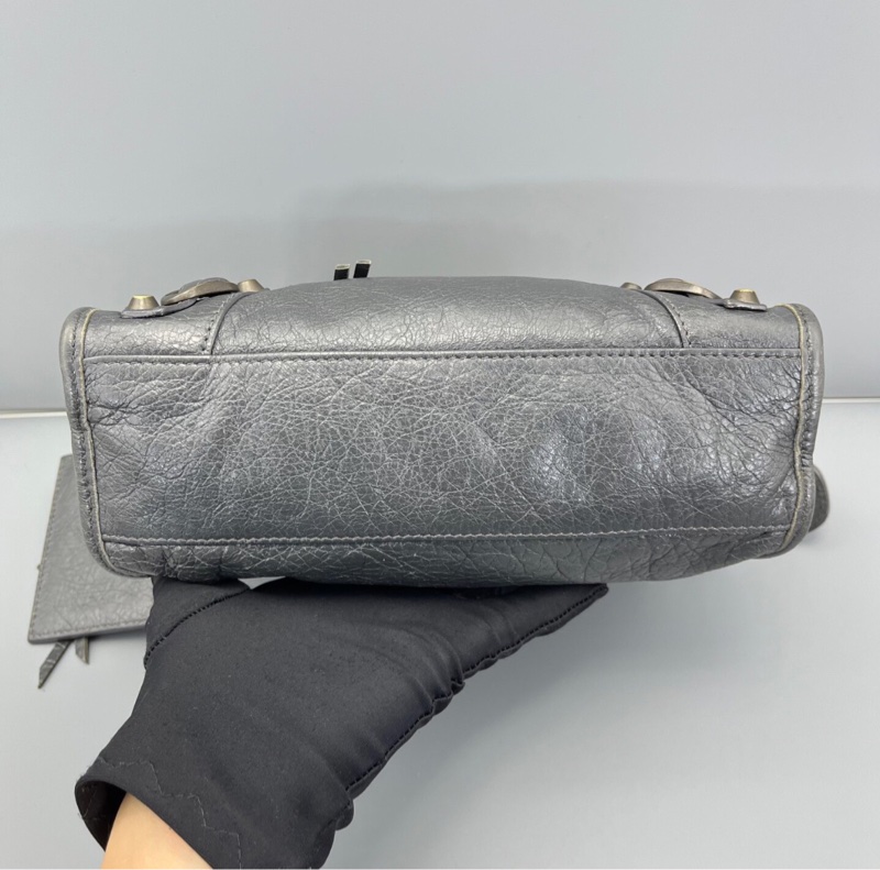 【95%新✨全網最低價】Balenciaga 巴黎世家 Le City機車包mini深灰色 小羊皮 單肩｜斜挎｜手提包-3