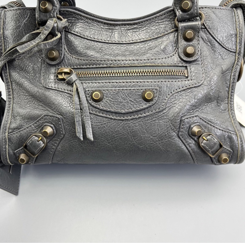 【95%新✨全網最低價】Balenciaga 巴黎世家 Le City機車包mini深灰色 小羊皮 單肩｜斜挎｜手提包-4