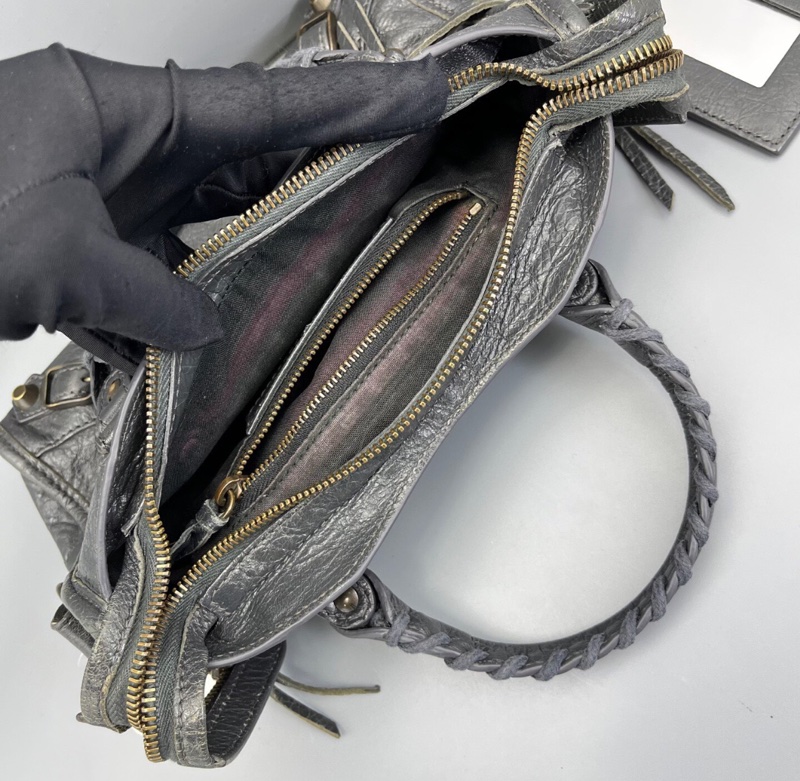 【95%新✨全網最低價】Balenciaga 巴黎世家 Le City機車包mini深灰色 小羊皮 單肩｜斜挎｜手提包-7