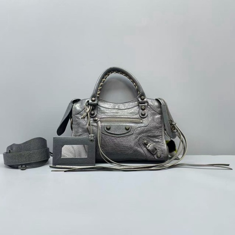 【95%新✨全網最低價】Balenciaga 巴黎世家 Le City機車包mini深灰色 小羊皮 單肩｜斜挎｜手提包