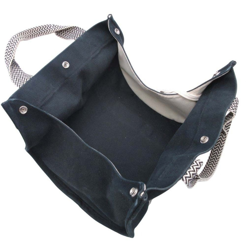 愛馬仕 Cannes PM 手提包，帆佈人字紋，帶小袋，黑色/象牙色，女士款-4