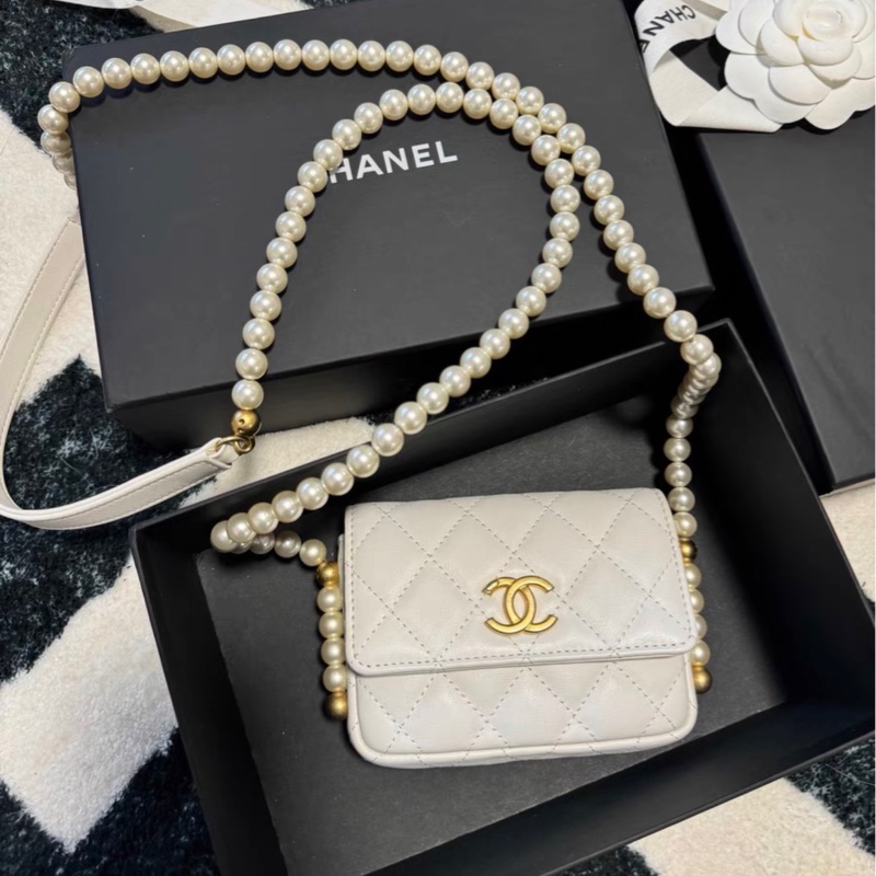 【96%新 ✨ 全網最低價！】Chanel 21s 珍珠mini woc 零錢卡片 斜挎包-0