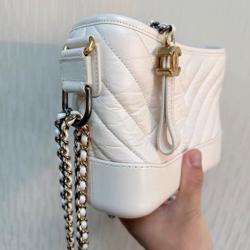 【97新 ✨ 全網最低價！】Chanel 29開 有保卡 流浪包 小號 白色 金扣 白雪公主-5