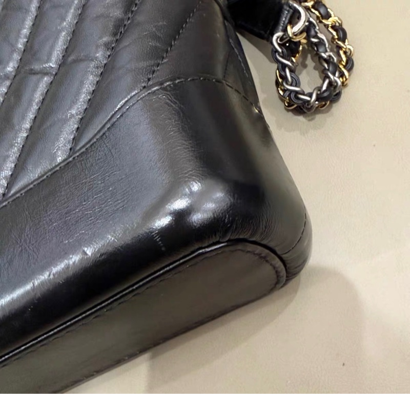 【95新 ✨ 全網最低價！】Chanel 26開有卡 流浪包 山形紋 小號 黑色 金扣-6