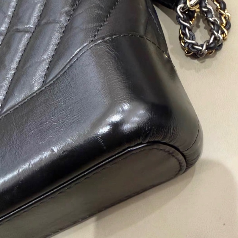 【95新 ✨ 全網最低價！】Chanel 26開有卡 流浪包 山形紋 小號 黑色 金扣-10