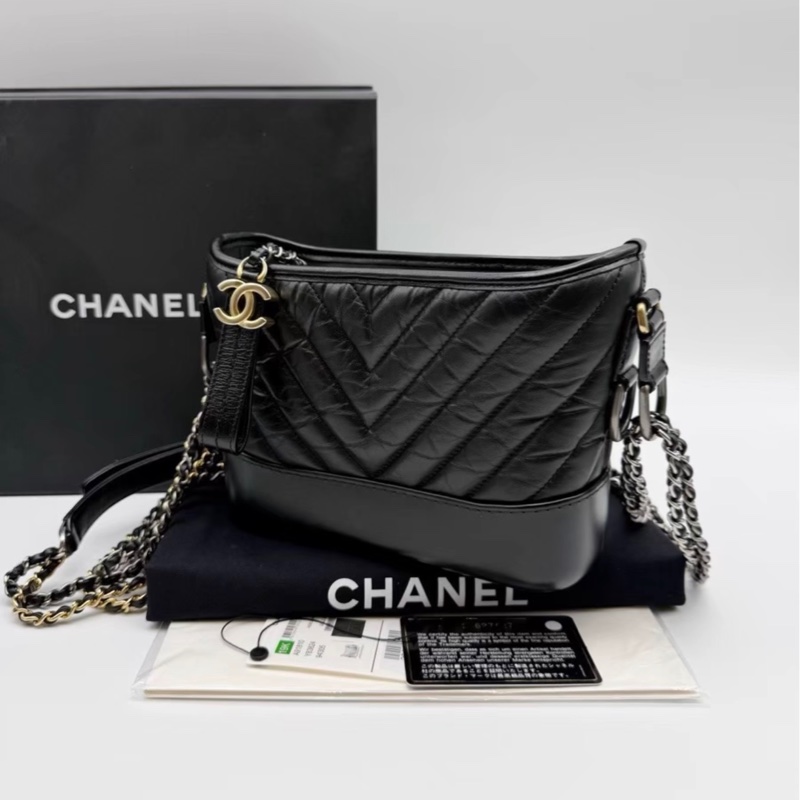 【95新 ✨ 全網最低價!】Chanel 流浪包 山形紋 小號 黑色 金扣-3