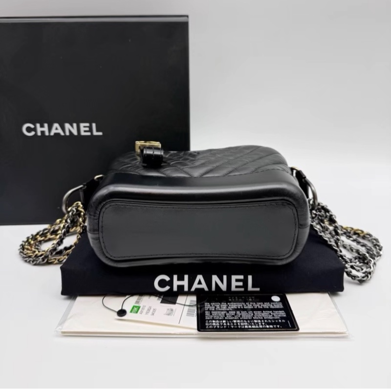 【95新 ✨ 全網最低價!】Chanel 流浪包 山形紋 小號 黑色 金扣-4