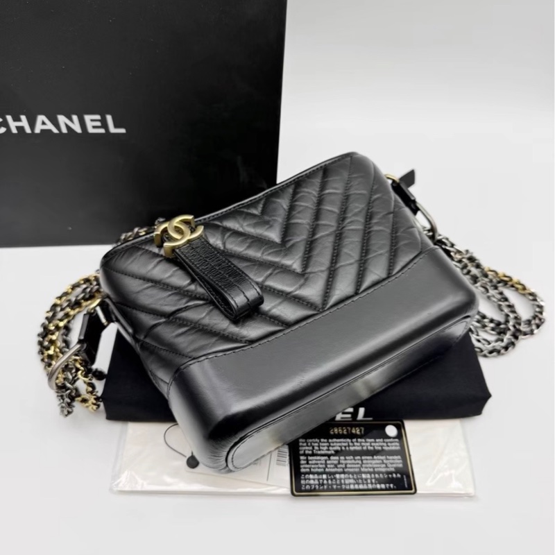 【95新 ✨ 全網最低價!】Chanel 流浪包 山形紋 小號 黑色 金扣-5