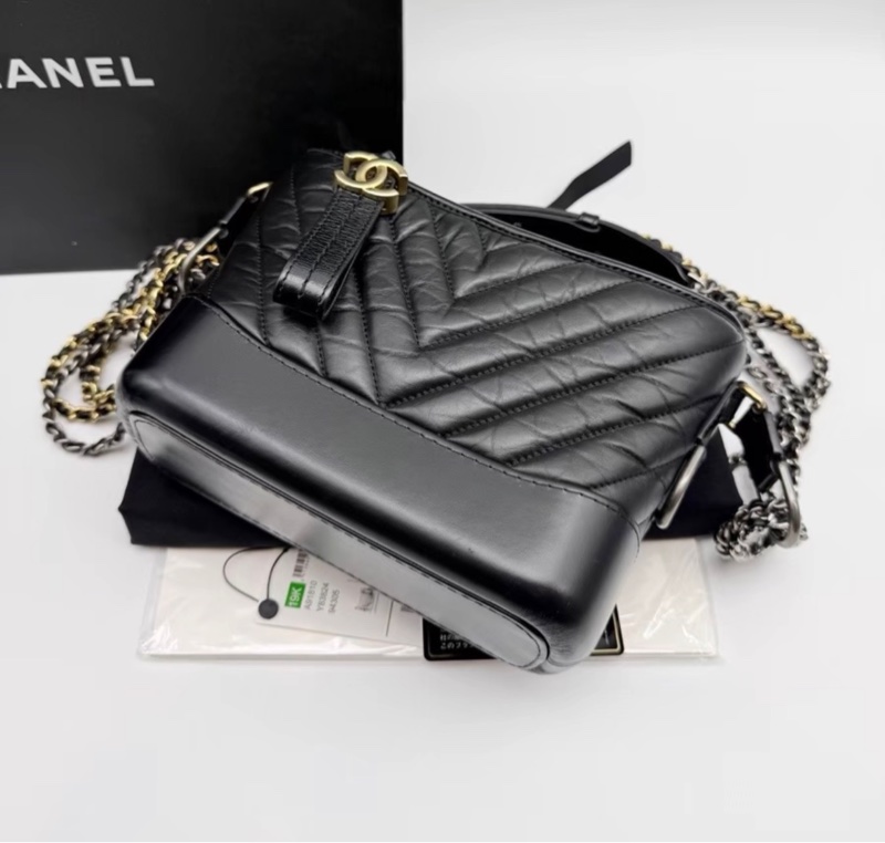 【95新 ✨ 全網最低價!】Chanel 流浪包 山形紋 小號 黑色 金扣-7