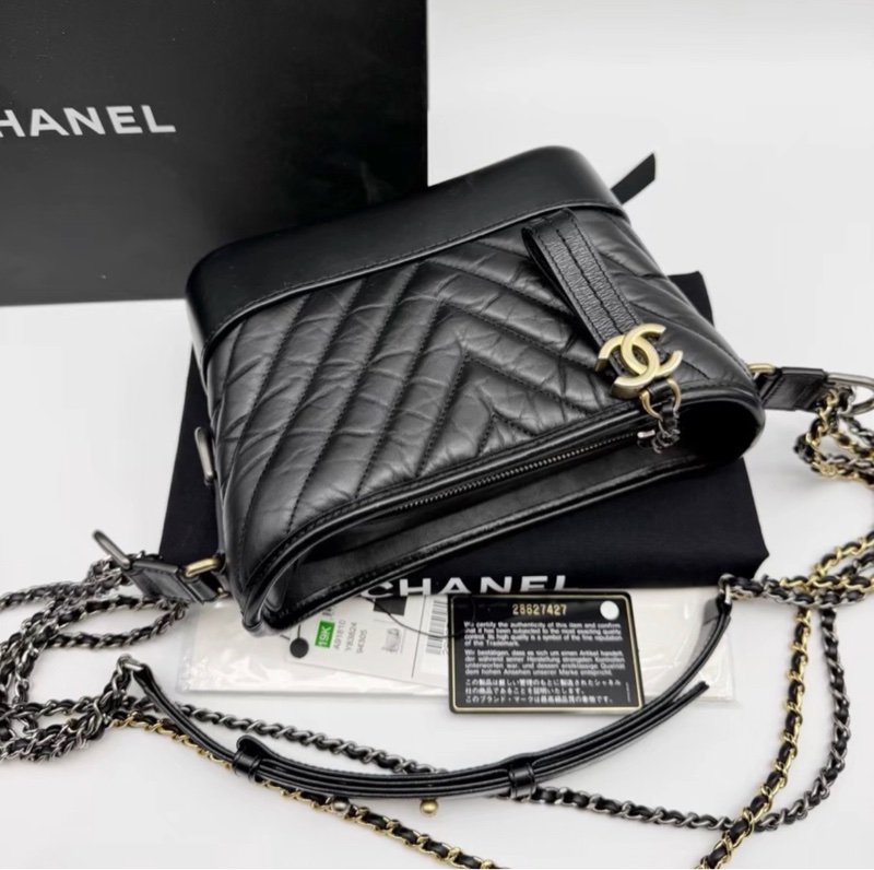 【95新 ✨ 全網最低價!】Chanel 流浪包 山形紋 小號 黑色 金扣-8